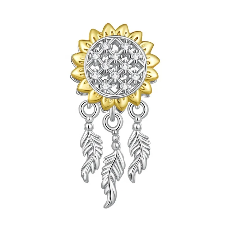 custom sunflower summer pendants and charm designer inspired decoration 925 sterling silver charms for jewelry making