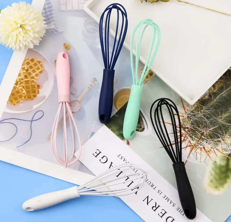 Egg Beater, Mini Silicone Kitchen Whisks, Baking Tool for Dough Milk Egg Blending Stirring Whisking and Beating, Kitchen Utensil