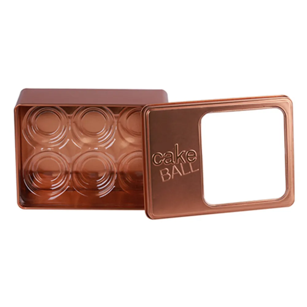 Factory Custom Tinplate Container Metal Rectangle Can Cake Tin Box For Cake With Window Lid