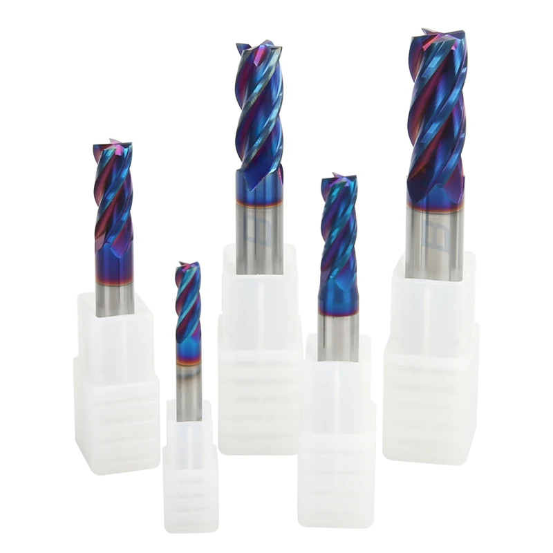 PHIPPS nano blue tungsten solid carbide Square end mills HRC65 milling cutter 4mm flat end mill 8mm