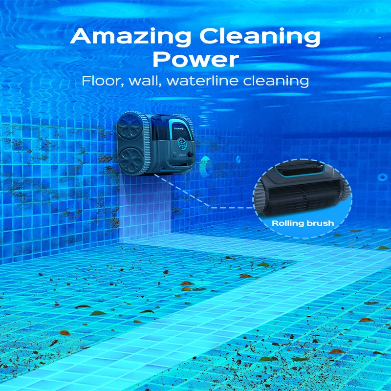 Wireless Pool Cleaning Robot Efficient Swimming Pool Filter Vacuum Cleaner with Cover for Maintenance