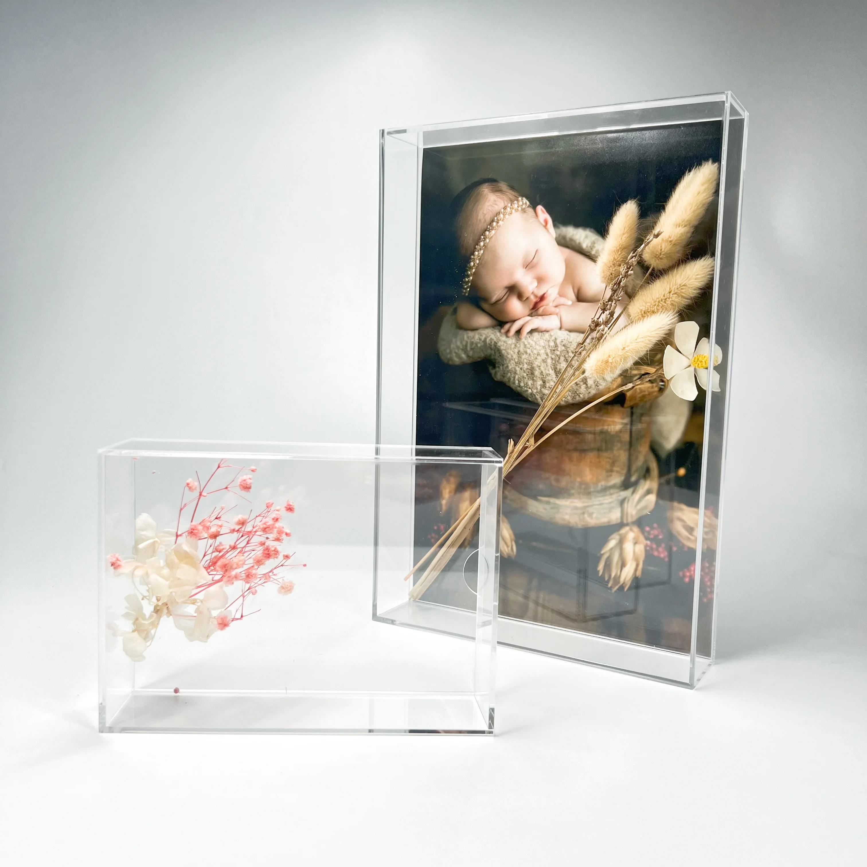 Wholesale Custom Clear Acrylic Box Frame For Home Decor Acrylic Photo Display Frame