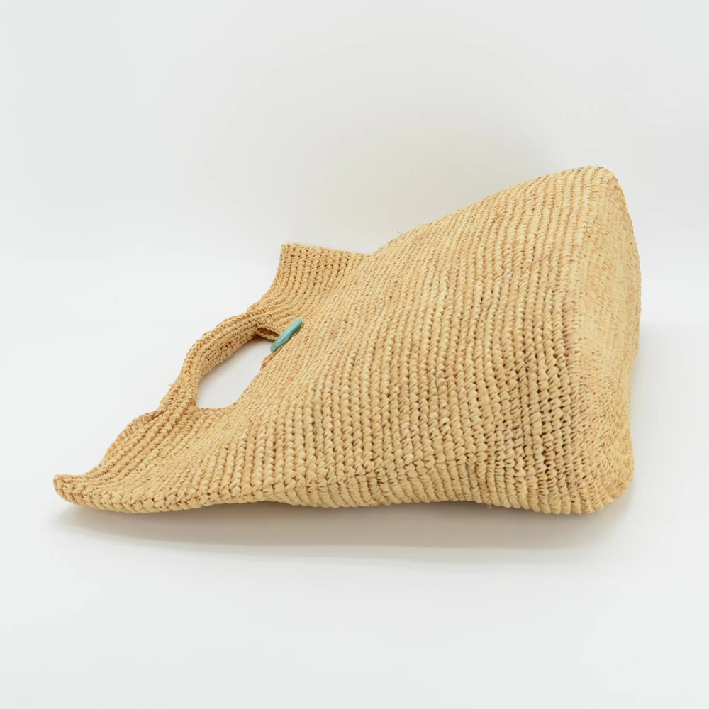 
Handmade crocheted Large Straw Raffia Bag with stone closure MOQ 100PCS 