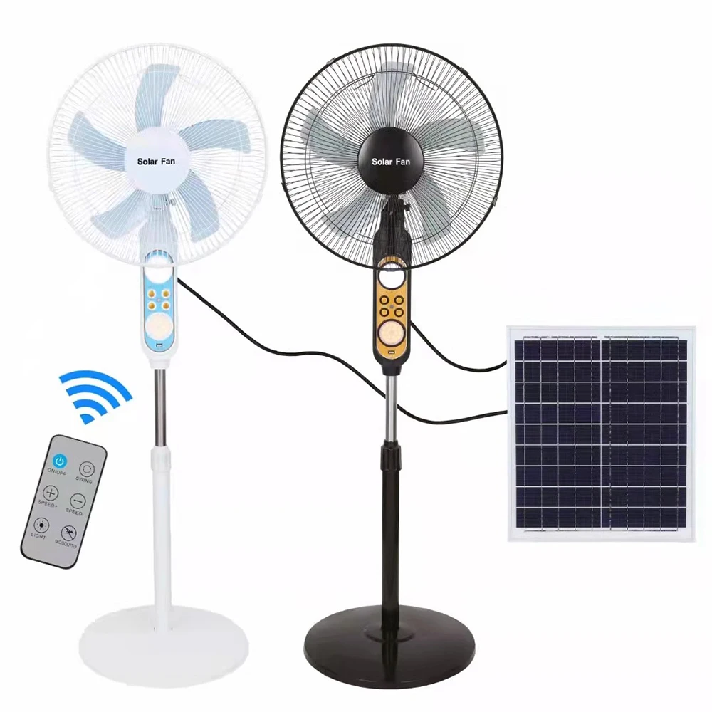 Factory OEM High Efficiency Home Height Adjustable Wide Angle Adjustment Outdoor Fans Home 16 Inch Solar Fan with battery