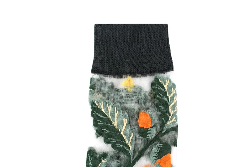 Summer beautiful thin breathable crystal silk flower transparent women socks custom wholesale sheer socks from china