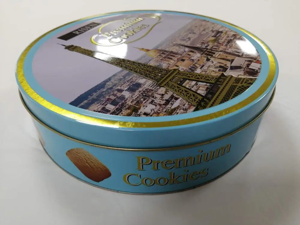 
High quality round shaped tin metal boxes for biscuit cookies 