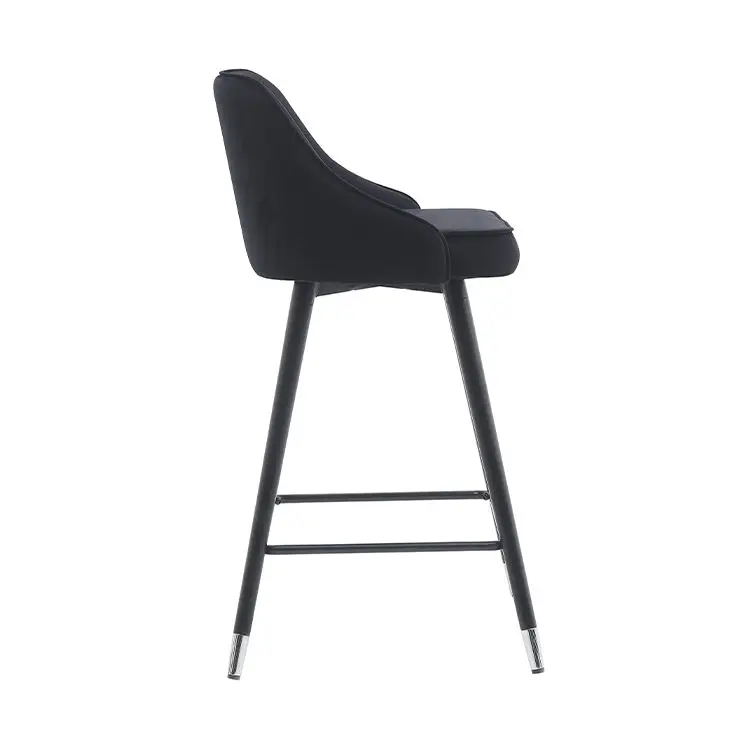 Nordic Style Black Velvet Night Club High Bar Stools Outdoor Bar Counter Chair