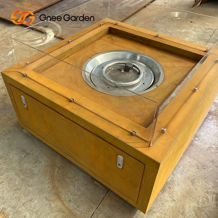 Outdoor Hot Sale Square Fire Pit Heater Table Gas Fireplace Fire Pit Barbecues Burner Propane Fire Pit