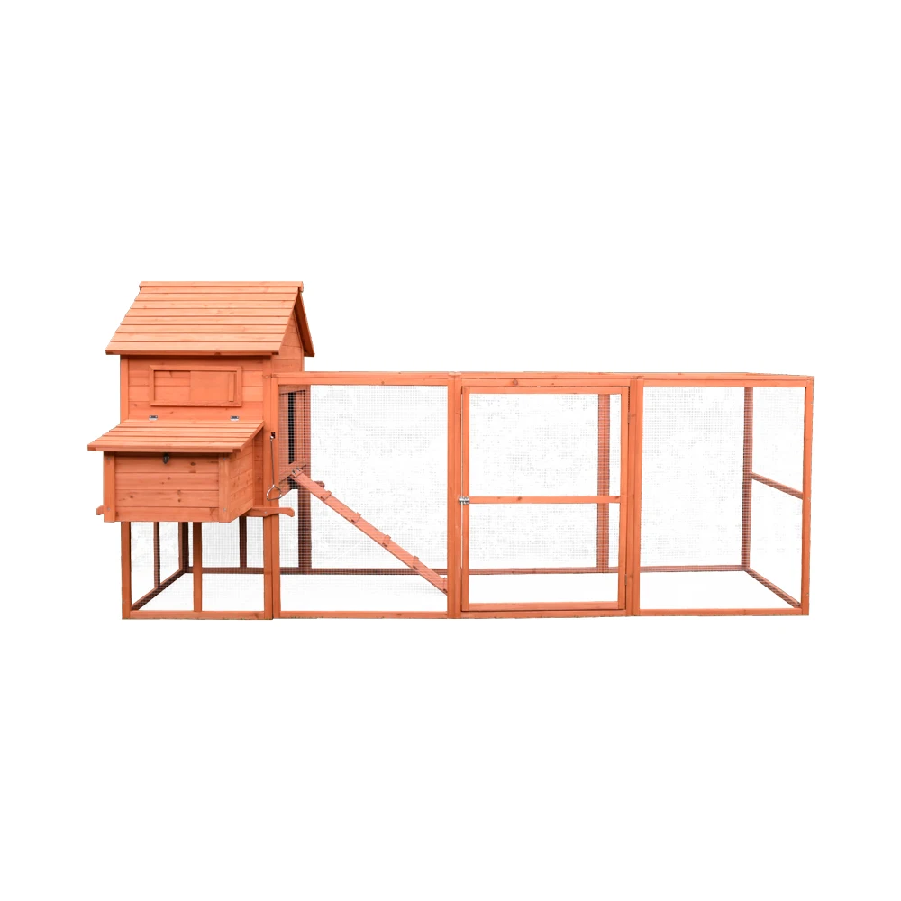 Large mobile wooden chicken coop with handle