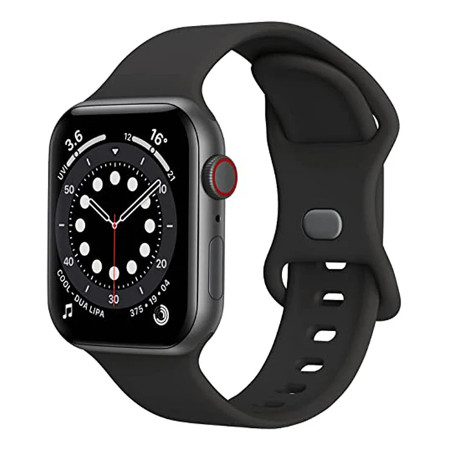 Ремешок силиконовый для Apple Watch Band 38 40 42 44 мм, модный сменный черный браслет для смарт-часов, аксессуары