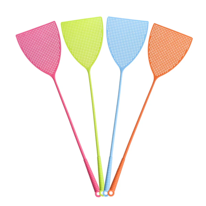 Durable long handle manual plastic fly swatters for home and kitchen helper