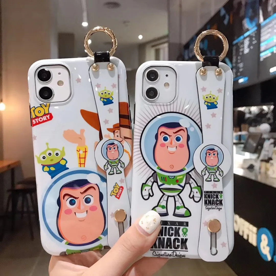 
Free shipping Anime Toy Story Buzz wristband holder Phone Case For iPhone 12 pro max 12 Mini 11 XS X Cover 