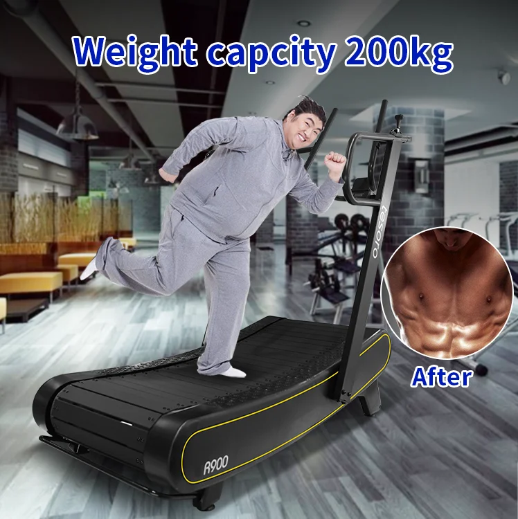 commercial use non-motorized self-powered gym fitness air runner curved  treadmill cardio training