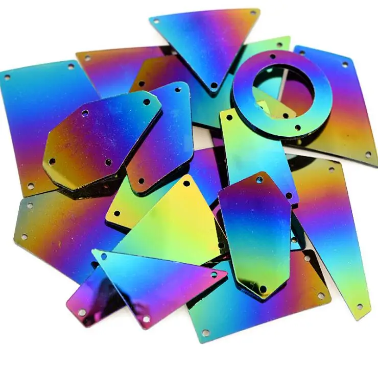 100pcs Top quality shaped mirror crystal sew on rhinestones all colors available flat back acrylic sheet factory price