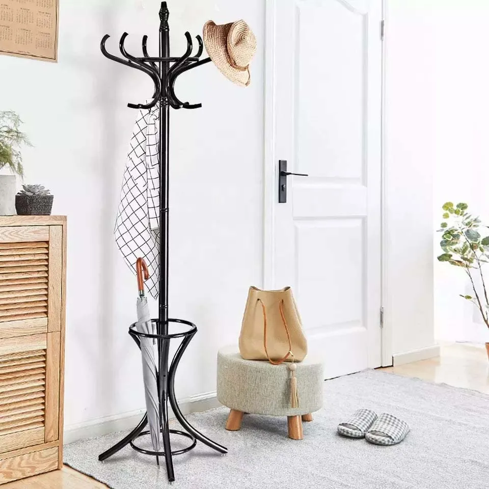 Factory Directly Sale Clothes Rack Metal Simple Standing Coat and Hat Hanger Organizer Rack