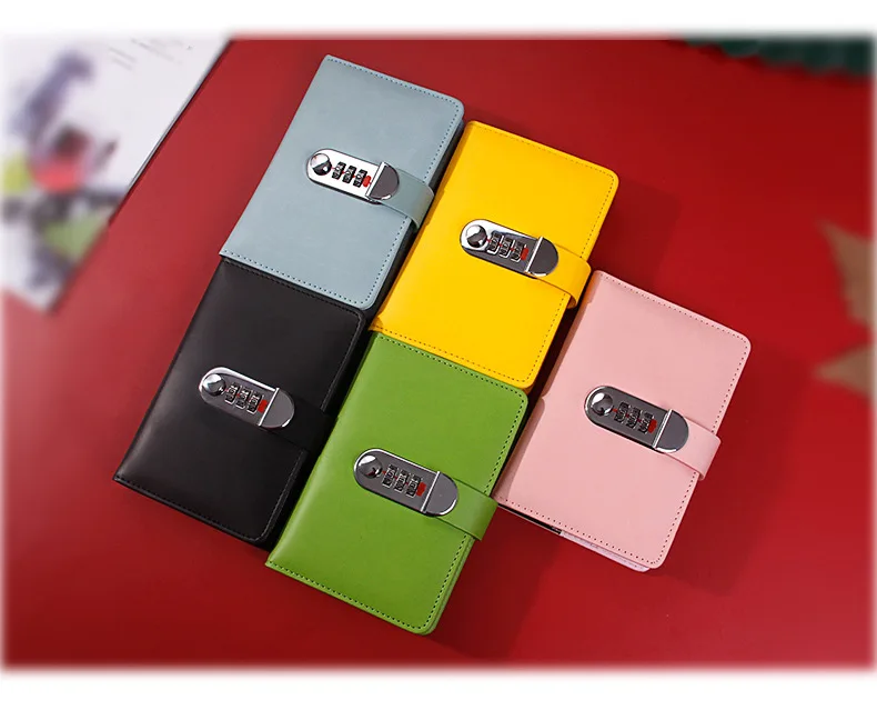 A5/A6 Macaron Leather Journal Notebook with Combination Lock, Travel Sailor Writing Diary Personal Planner