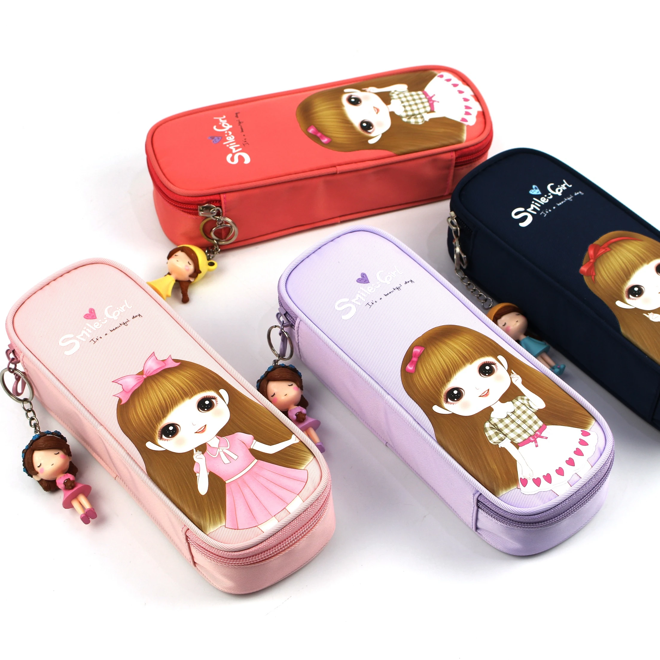 Girl 1 zipper pencil case pen bag fabric pencil pouch  for teens
