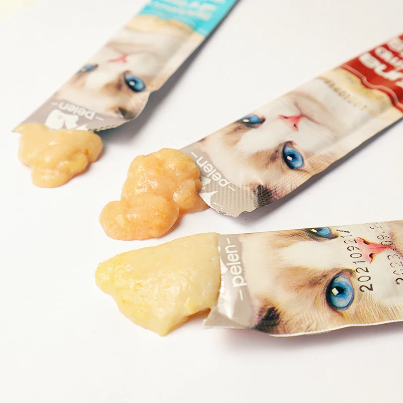 Factory sale 15g salmon tuna chicken nutritional liquid strips pet snacks treats wet cats food