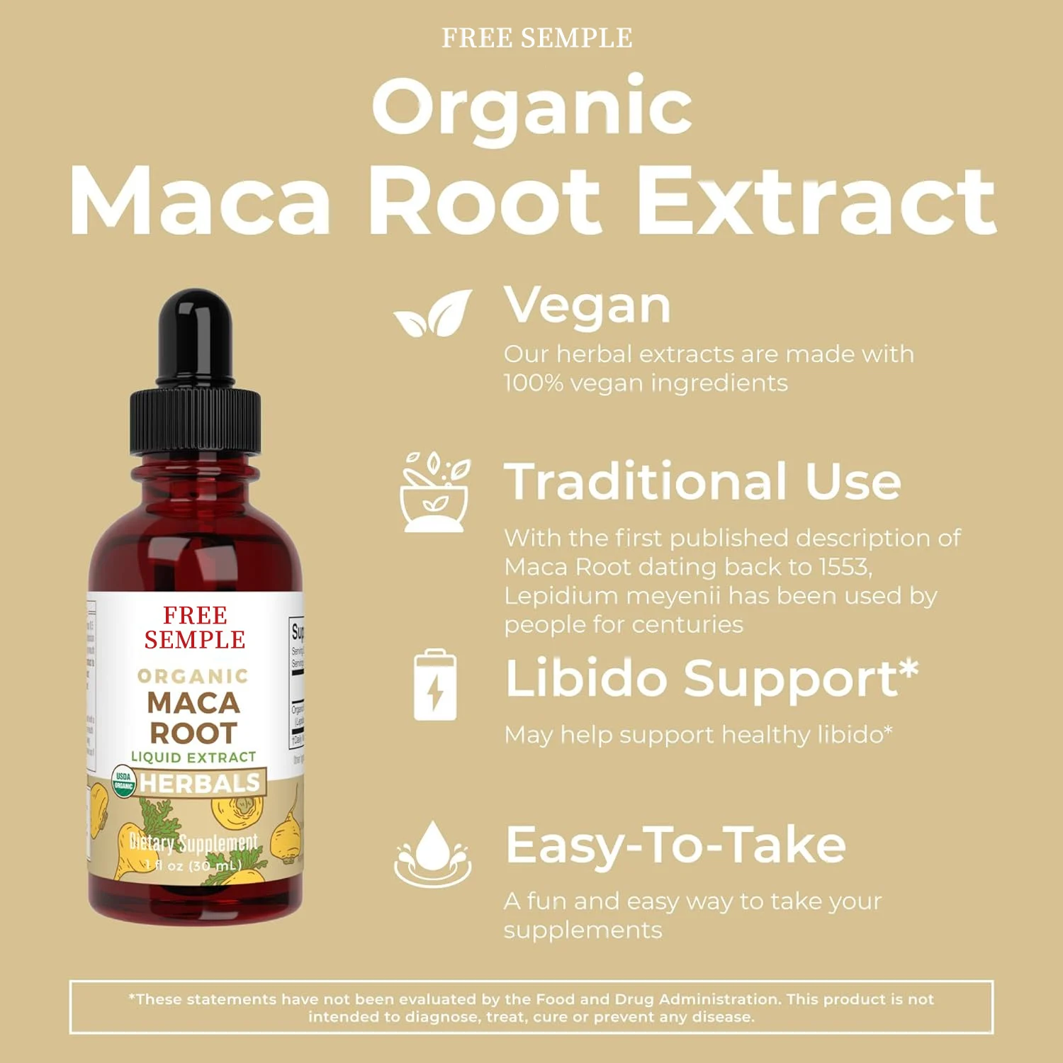Free Sample Private Label Maca Root Liquid Drops Natural Oral Supplement Women Men Supports Hormone Balance Mood Energy Fitness