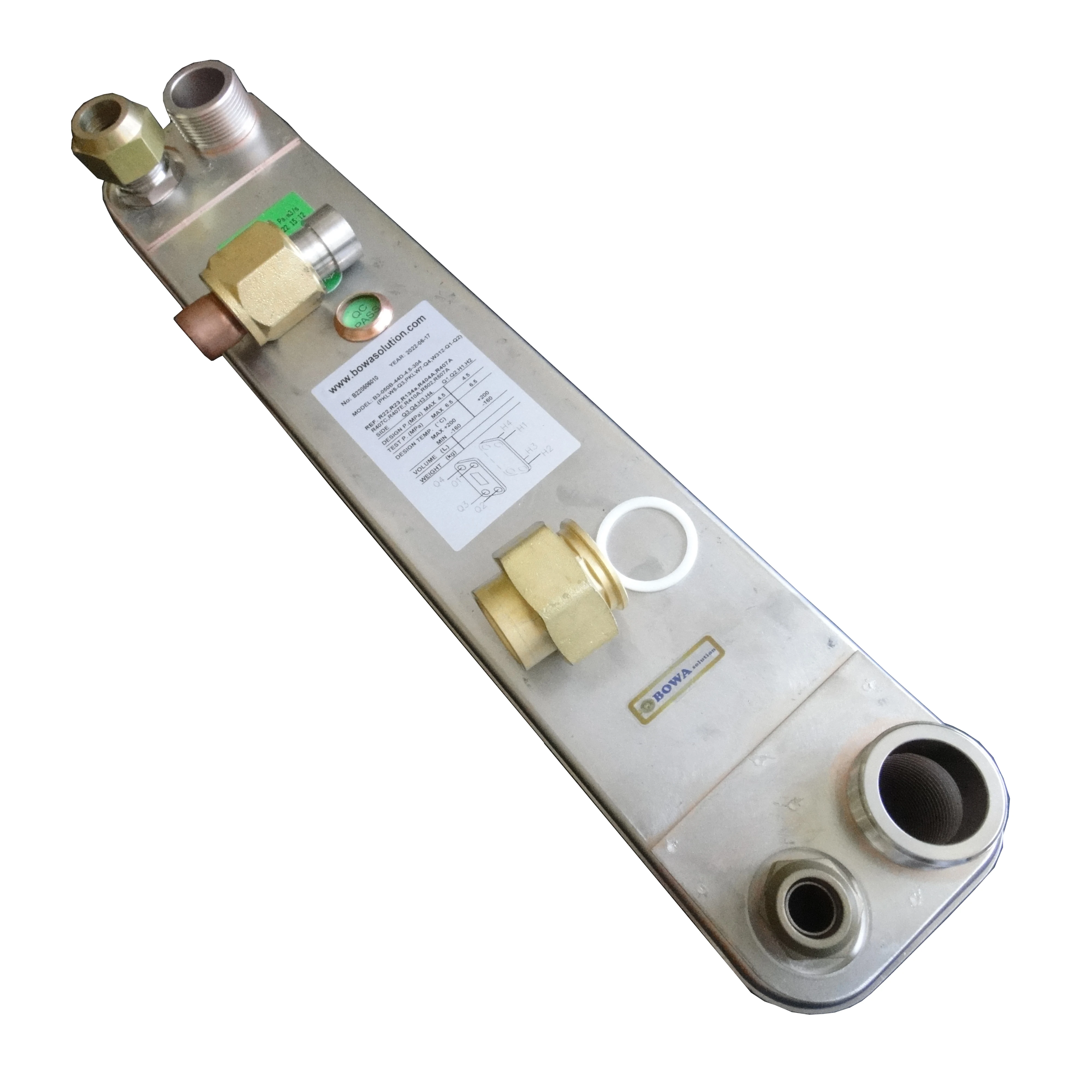 20KW ASTM304 SS PHE evaporator complete with innovative design is used for ZP90 scroll compressor or other 7.5HP water chillers