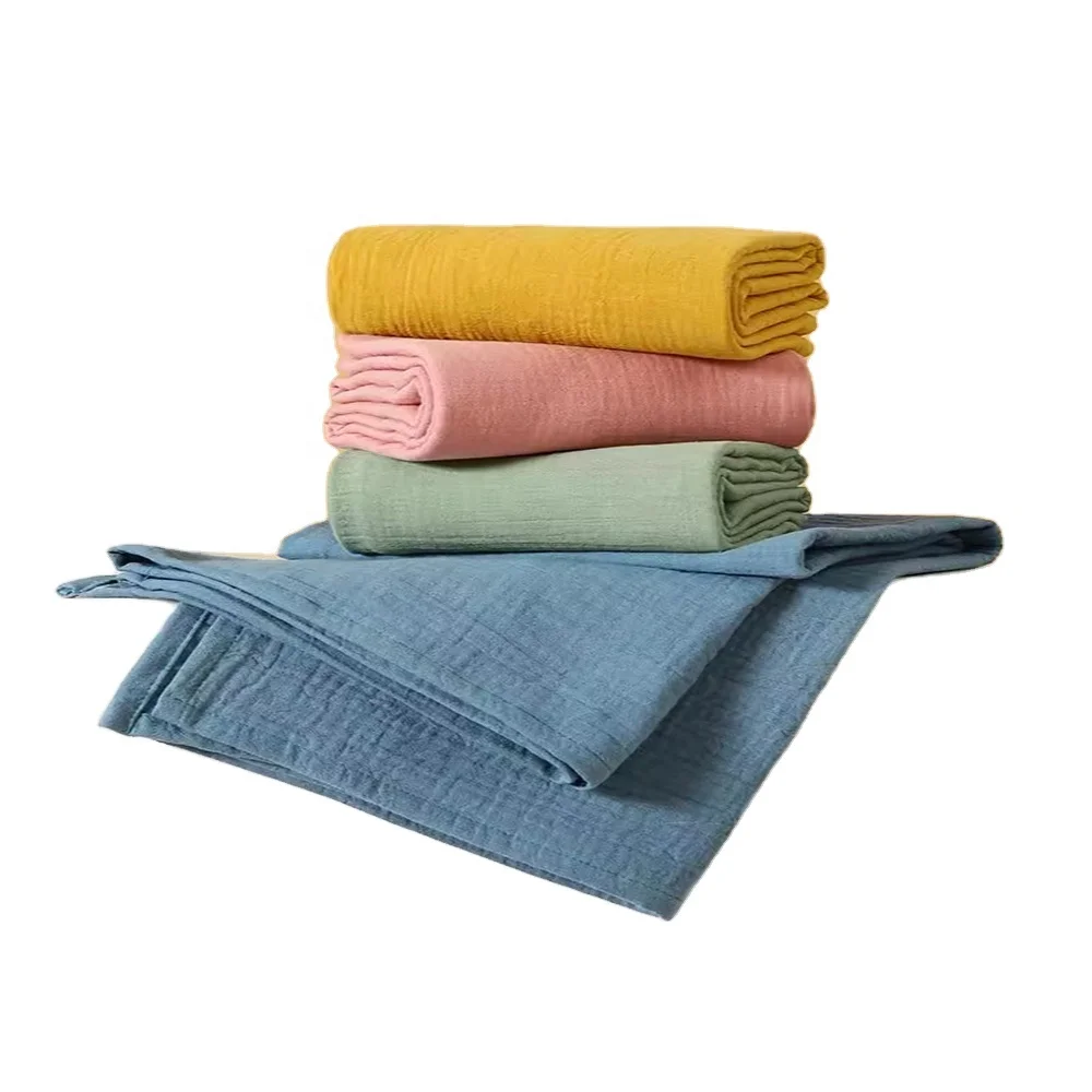 Double Layer Solid Color Bamboo Cotton Wrap Baby rainbow Swaddle Newborn Baby Muslin