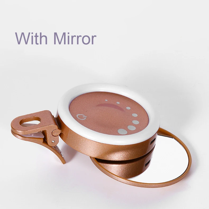 Portable Phone LED Selfie Ring Light Rechargeable Selfie Light with Make-up Mirror