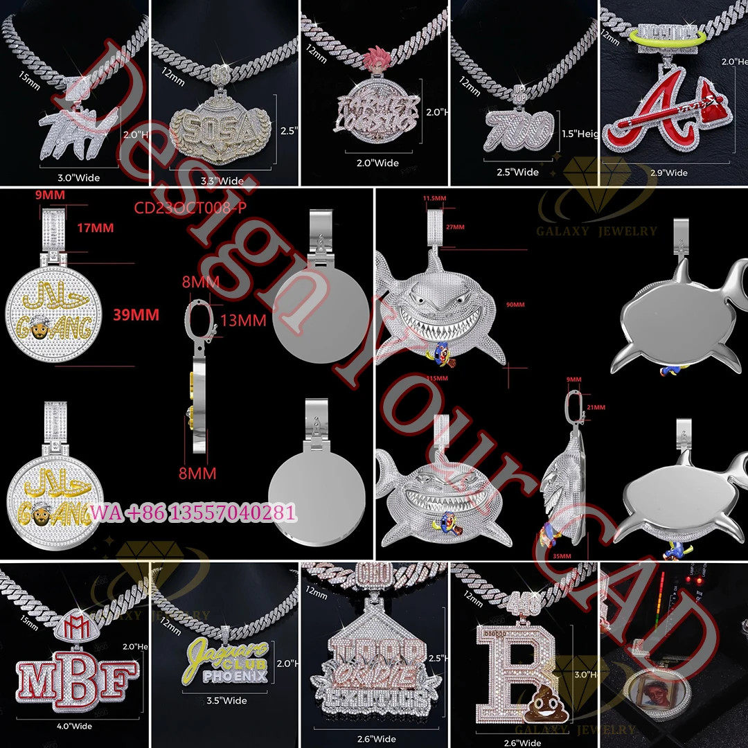 Customized Moissanite Men Pendant Letters Iced Out Necklace 925 Silver Rappers Personalized Hiphop Jewelry Initial Name Pendant