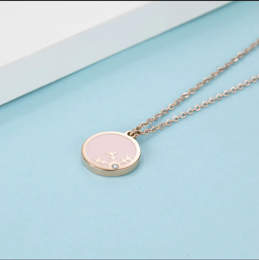 Fashion stainless steel 03 Squashed cross chain Snowflake Real Diamond Necklace