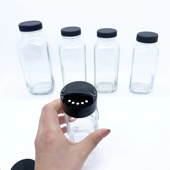 Pepper 2023 Wholesales Cheap 4Oz Cruet Small Square Glass Spice Jars & Bottles Container With Funnel Labels Shake Flip Lids