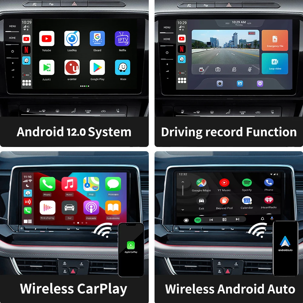 New Android Auto Qcm450 Car Radio Wireless Carplay Car Play Dashcam Dvr 1080P Hd Tachograph 64Gb Ai Box With Sim Tf Card Slot