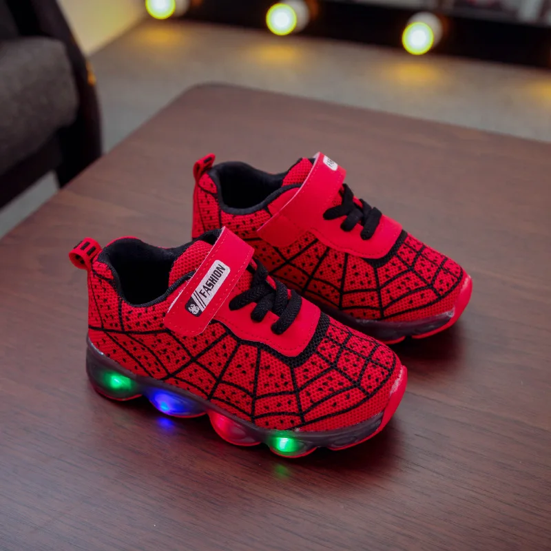 
Cheap China Manufacturer Children Casual Spiderman Design Led Boys Kids Shoes 