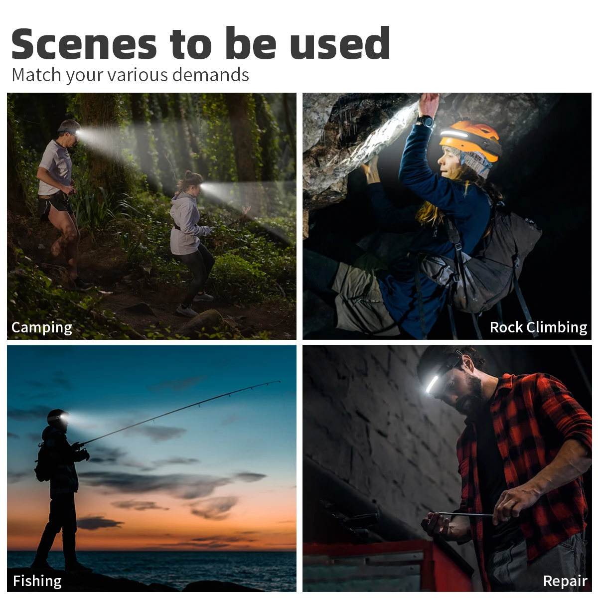 Lightweight Comfortable Sensor Headlamp Flashlight On The Head Motorcycle Headlight