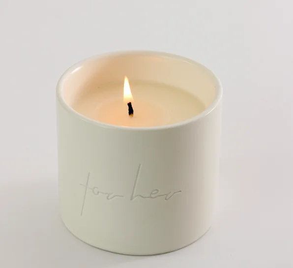 Wholesale Light Luxury  High Quality Custom Empty Candle Jars Ceramics With Logo Print Support Wax Filling