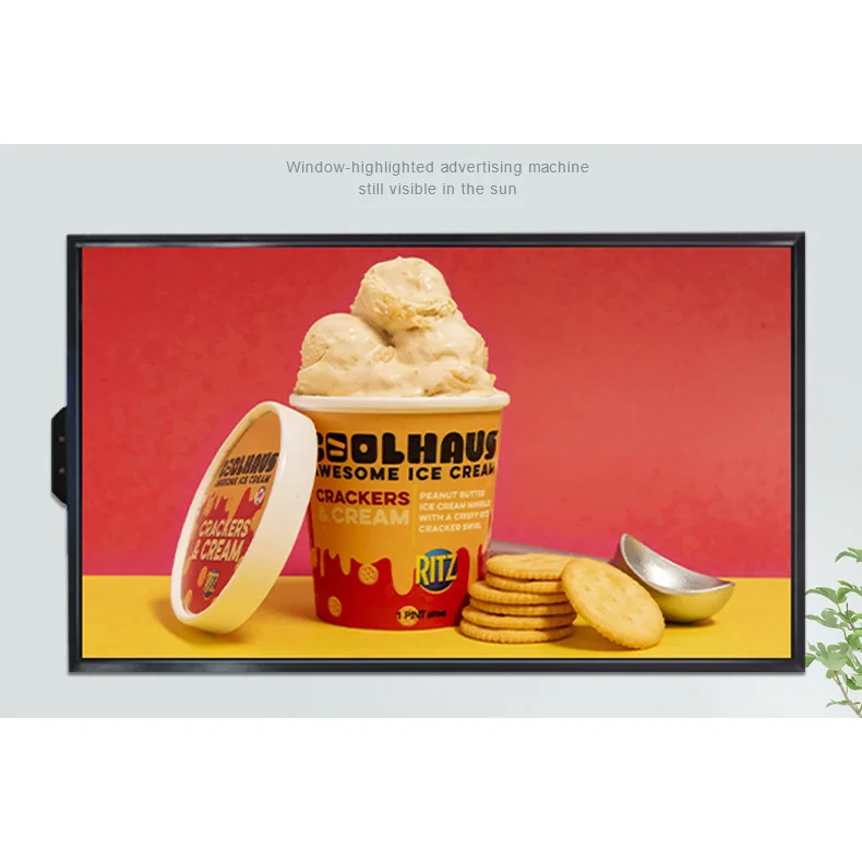 75 inch UHD 4K high Bright window LCD monitor 1000-3500 nits sunlight readable LCD advertising signage display with HDM1 DP VGA