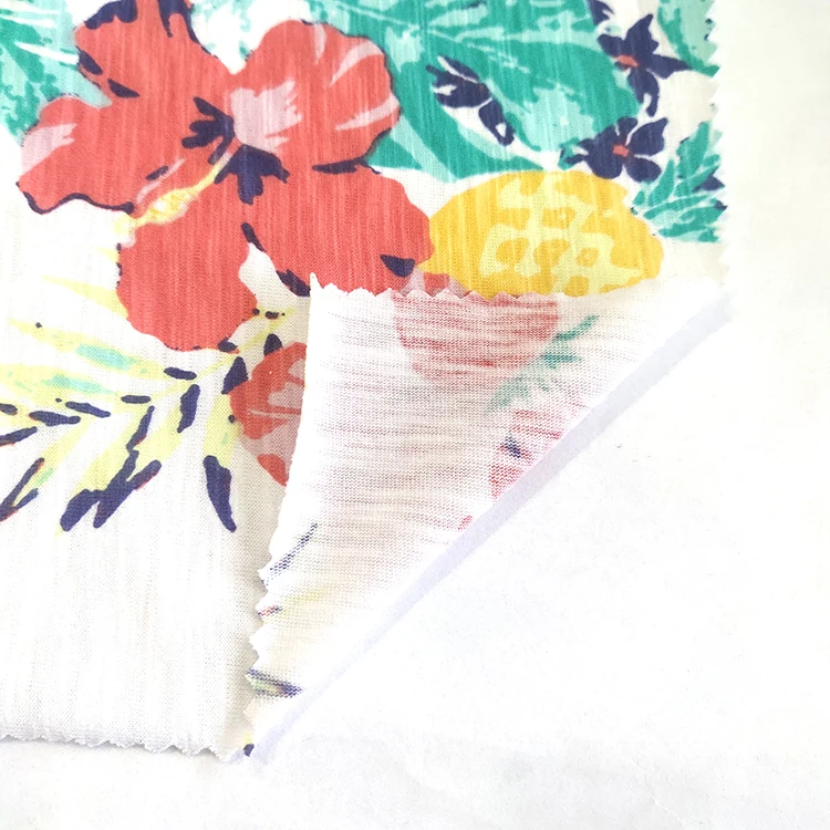 
Eco-friendly slub CVC jersey 60/40 organic cotton polyester digital print knit fabric for gym clothes for women and kids 