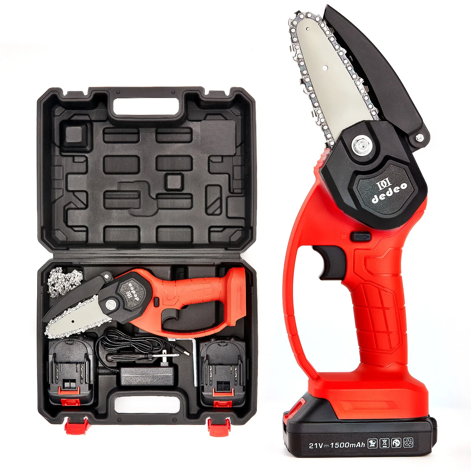 Dedeo Battery Lithium Chainsaw Portable Cordless Mini Electric Chainsaw Hot Sale OEM 4/6 Inch Mini Chain Saw Color/plastic Box