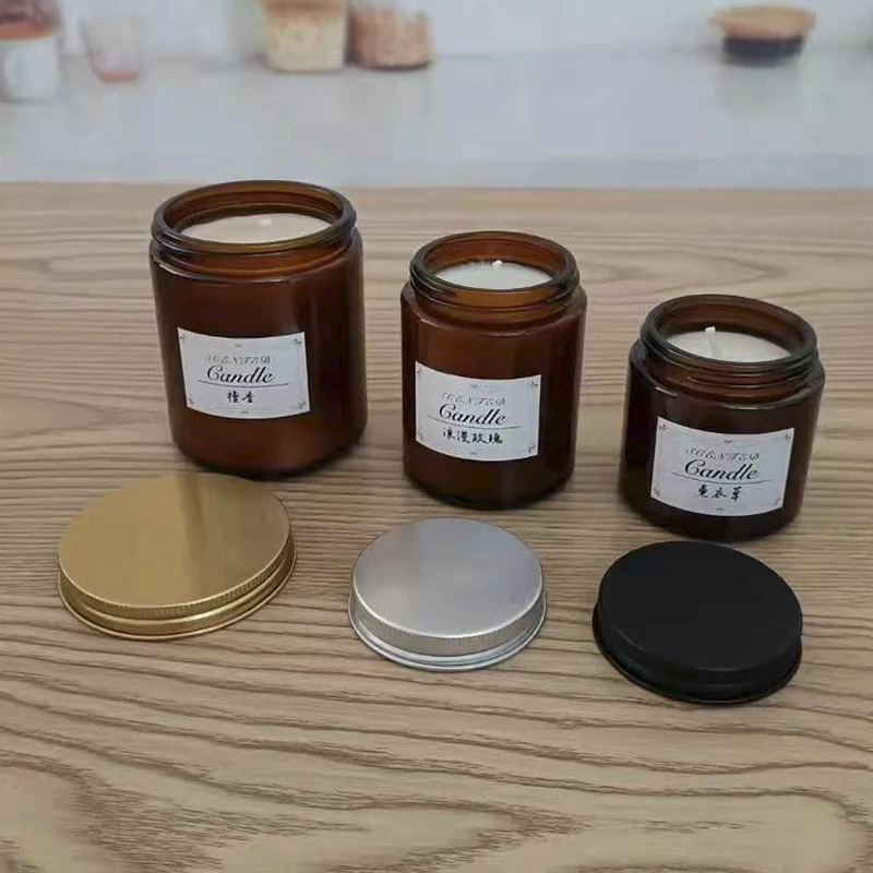 Glass Manufacture OEM Wholesale Soybean Wax Packing Container ES89 Empty Amber Scented Aroma Glass Jars for Candles