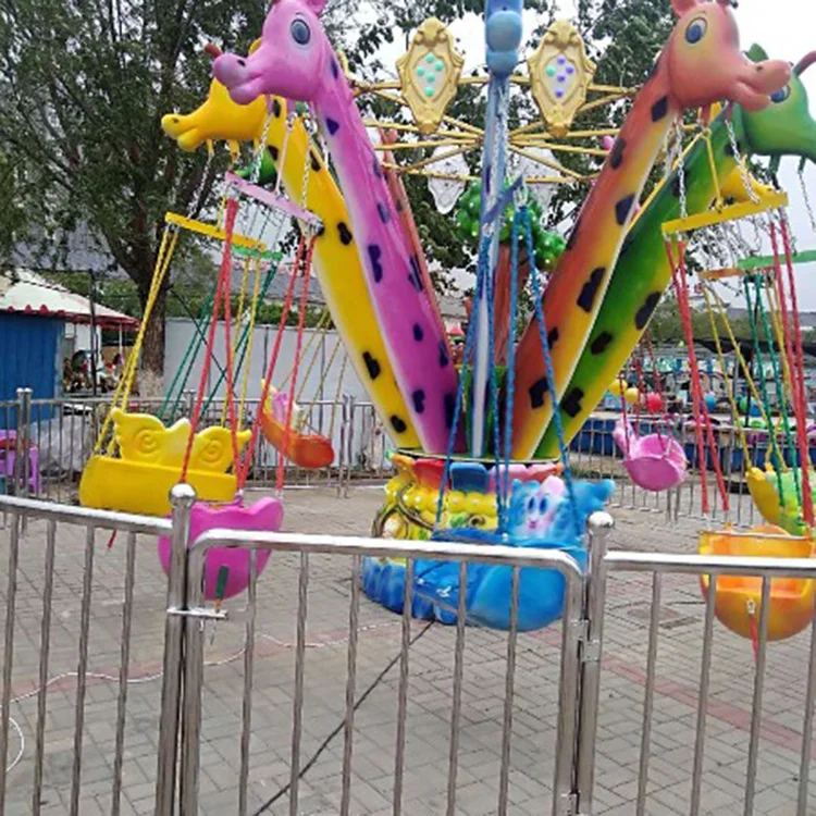 Shopping Mall Attractions Carnival Games Kids Favorite Giraffe Flying Chair Ride Attractions Amusement Machines For Sale