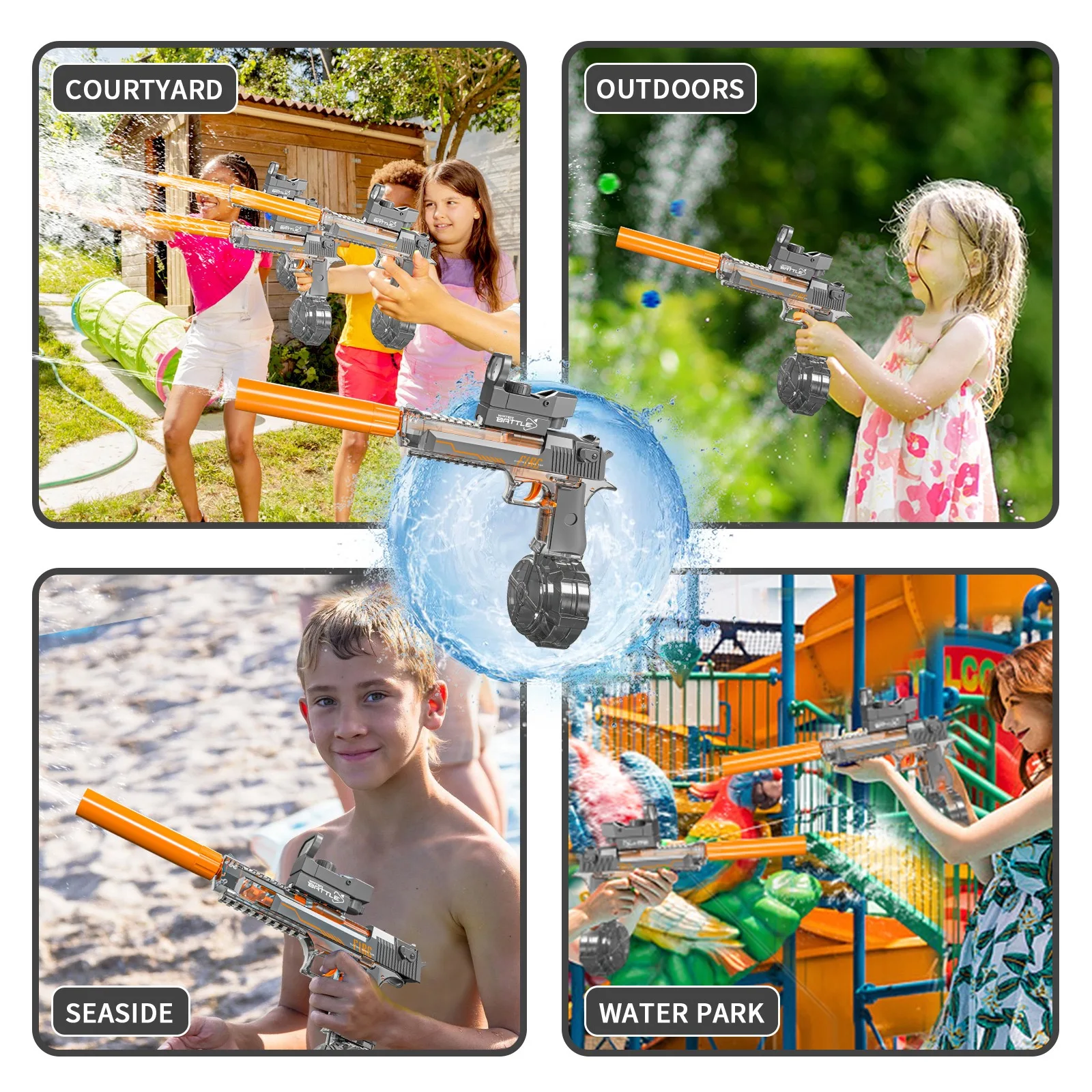 hot selling outdoor summer toys large capacity long range shooting electric automatic water gun for kids