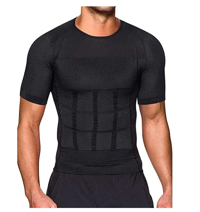 High Quality Men Slimming Body Shaper Compression T-shirt Tummy Waist Vest Weight-loss White Color