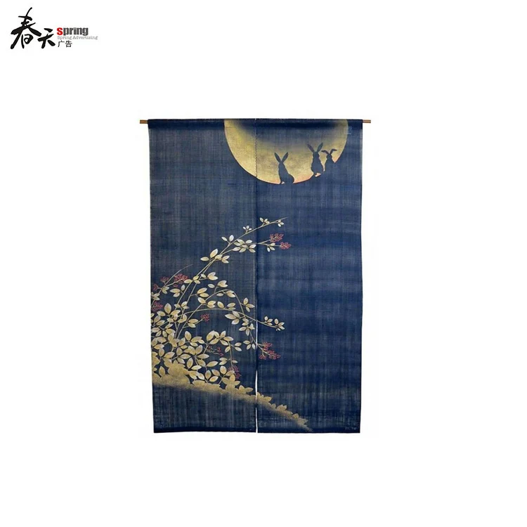 Japanese Linen Door Curtains Kitchen Entrance Curtain Customized Summer-themed Decoration Blackout Valance