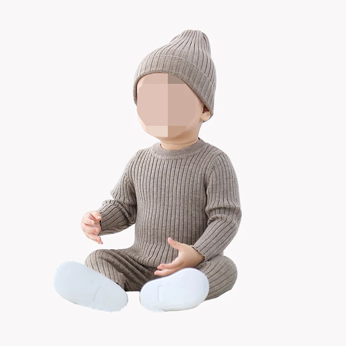 
Wholesale baby sweater suit winter solid color warm knitted suit 