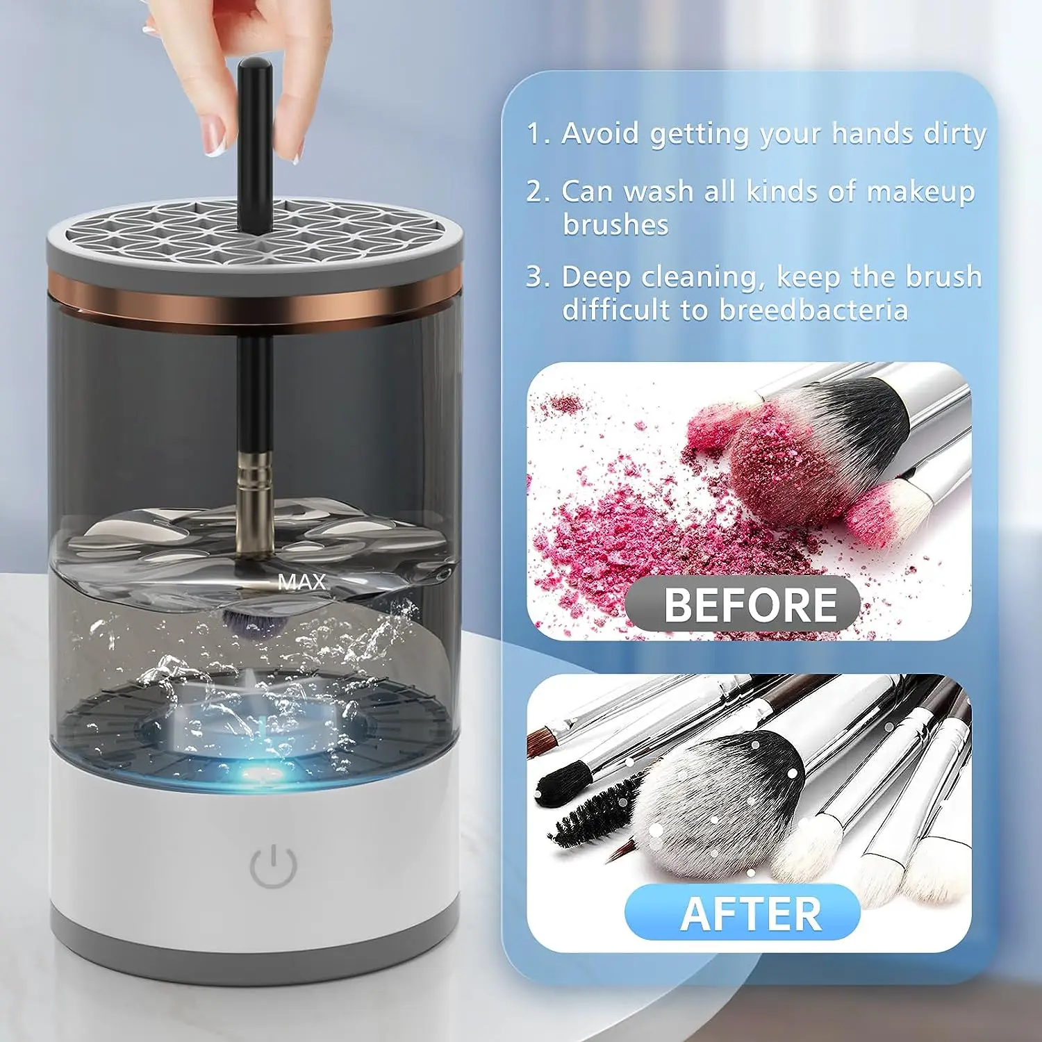 3 in 1 Automatic USB Makeup Brush Cleaner Dryer Machine Portable Electric Makeup Brush Cleaner Device