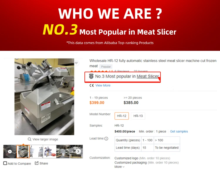 Horus 12 inch oil free automatic frozen meat cutting machine adjustable single meat roll slicer machine