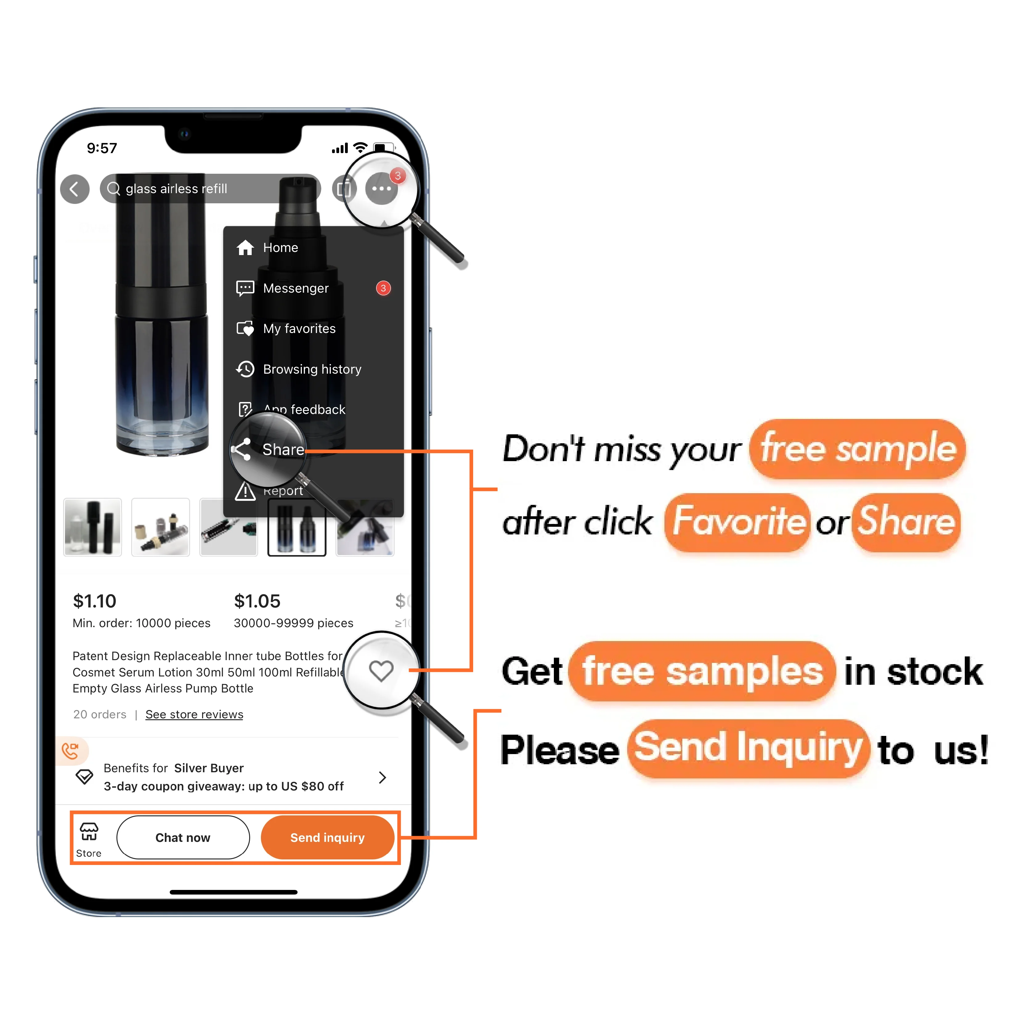 New Design Luxury Cosmetic Liquid Foundation Lotion Serum Glass Container 50ml Refillable Airless Bottle with pump 30ml 100ml