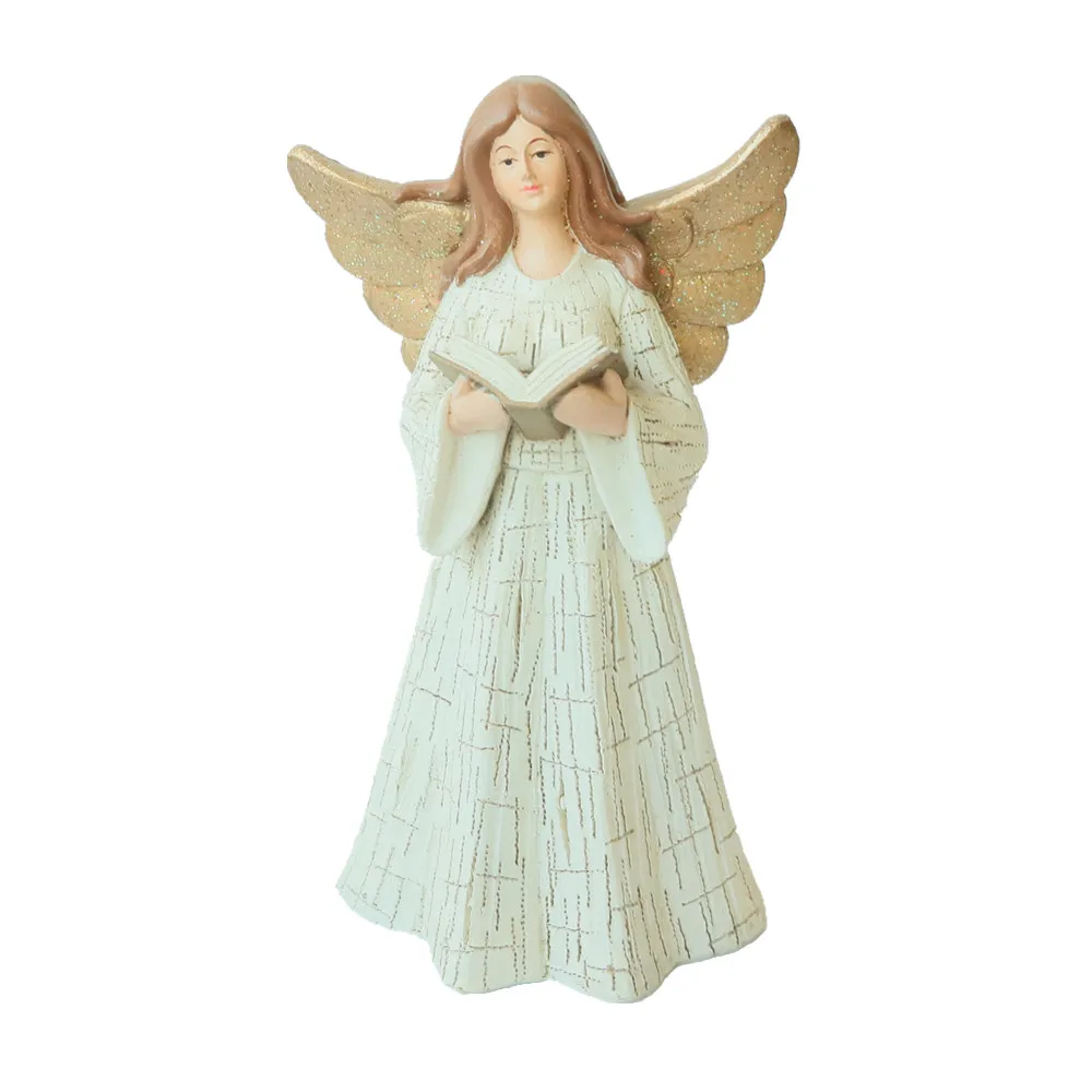 Statue Figurines Resin Wing Angel Figurine Models with Wreath Whole Sale Resin Hand Painted Resin 12 Inch RELIGIOUS SCULPTURE