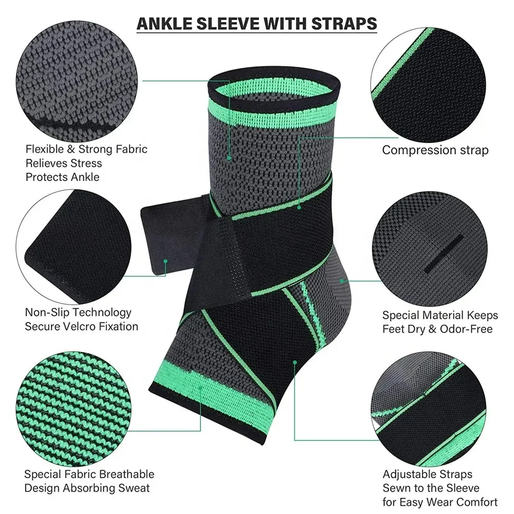 Strong Ankle Brace Sports Protection Adjustable Breathable Compression Ankle Support Brace for Running Walking