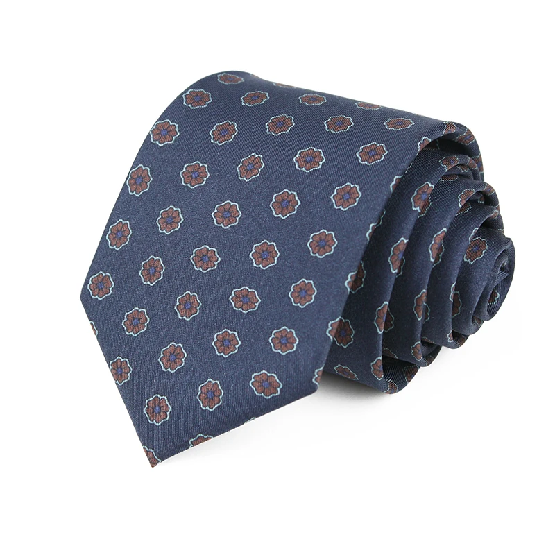 OEM Newest European Style Navy Geometric Polyester Print Tie
