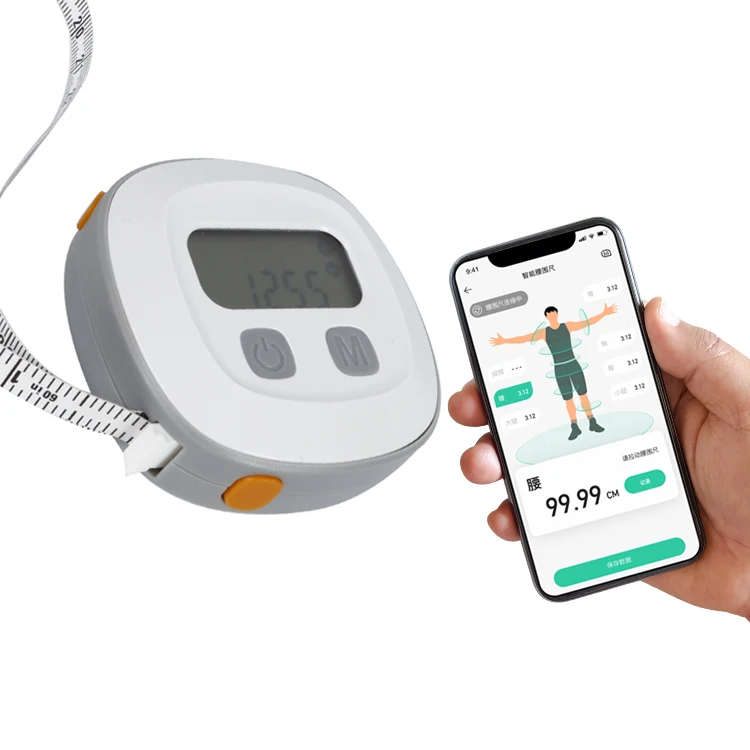 Customizable One-hand Operation Retractable Smart Tape Measure with App for Weight Loss