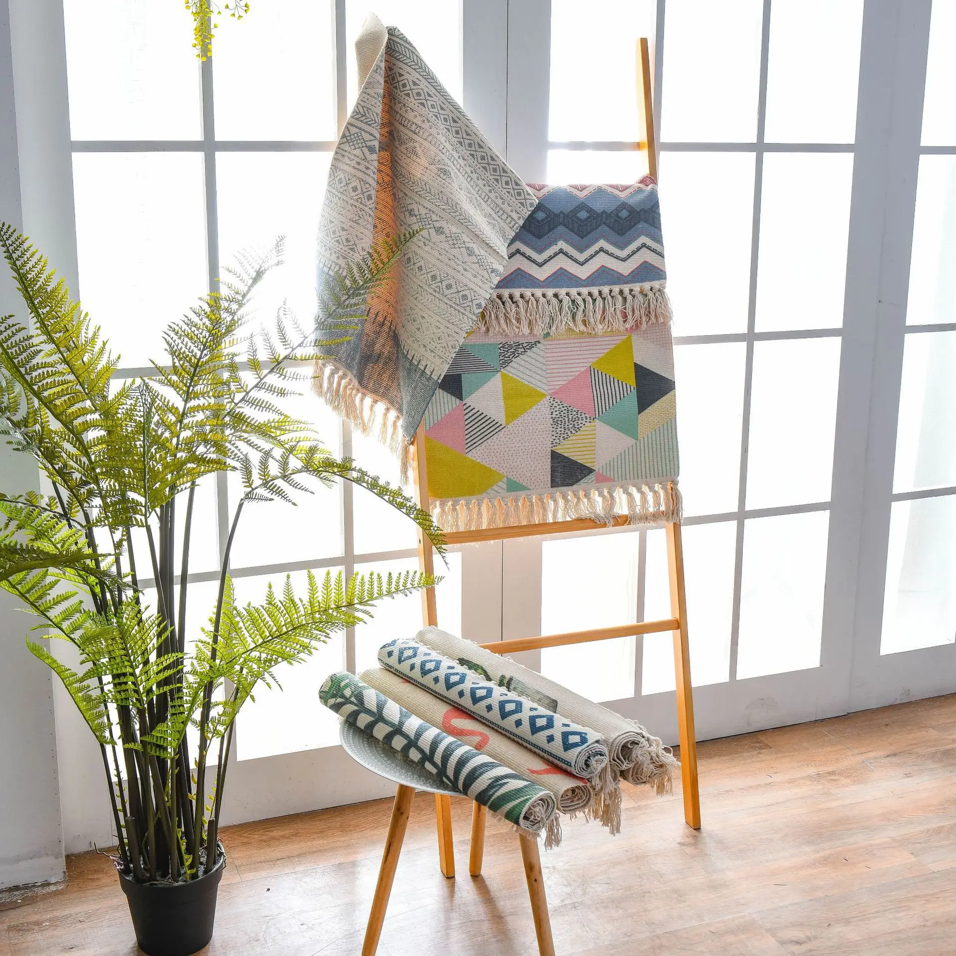 Custom Woven Blanket Boho Throw Picnic Rugs Travel Camp Beach Throws Blankets Area Carpet and rugs for living room kitchen